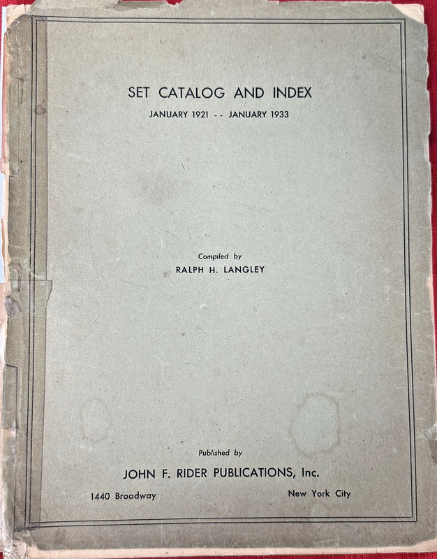 Antique Radio Set and Catalogue book from 1921-1923,A  John F .Rider Publication