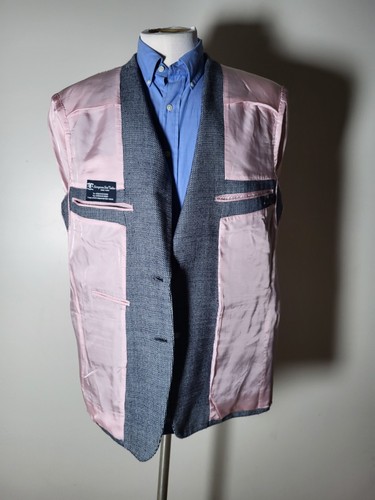 42R BESPOKE Pink Blue Check Wool Tweed Jacket Blazer Sport Coat Simpson HK - Picture 5 of 9