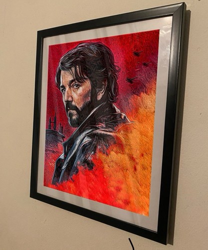 Framed Art Print with Vibrant Red and Orange Design - Picture 3 of 3