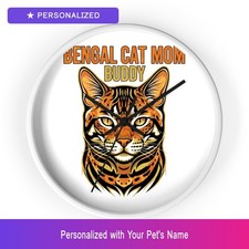 Custom Bengal Cat Mom Pet Wall Clock Personalized Name Home Decor Dog Owner