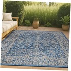  Vine and Border Indoor Outdoor Area Rug 4X6 Navy/Gray, Palazzo Textured Weave 