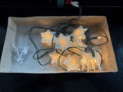 Vintage Silvestri italienischer Stil 20 Schneeflocke Weihnachtsbeleuchtung 2 Strings =20 Tot - Bild 10 von 11