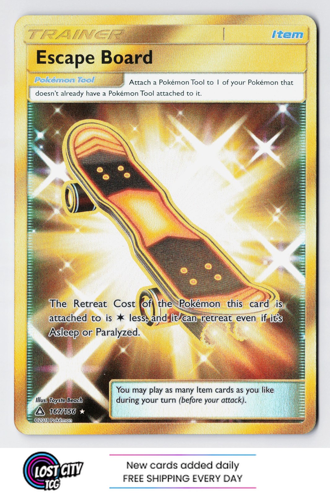 Escape Board (Secret Rare) 167/156 - SM - Ultra Prism Pokemon Gold Rare NM