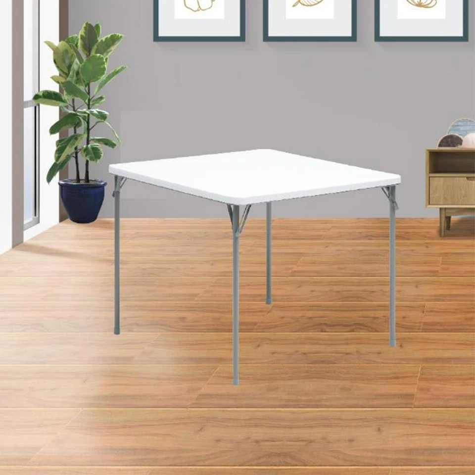 Mesa plegable recta de 34 pulgadas, blanca Foto 3 de 4