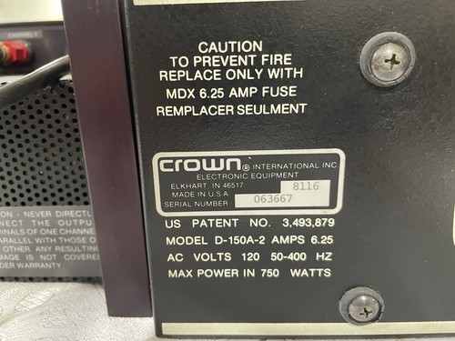 Amplificador de Potencia Estéreo Crown D-150A II con Caja Original Demostración Tienda - Imagen 12 de 19