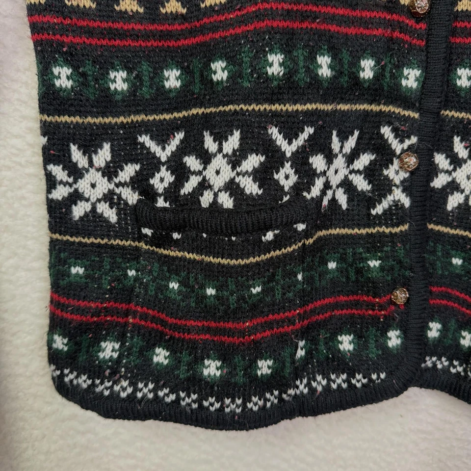 Suéter Kobe Cristal Vintage Mujer Mediano Negro Navidad Reno Cárdigan Foto 4 de 4