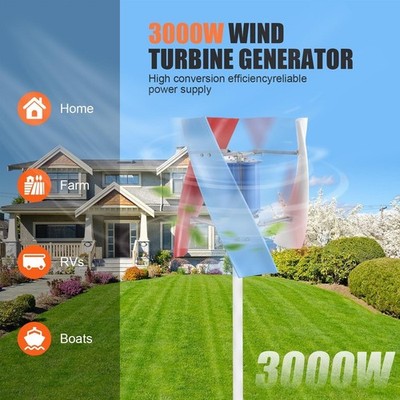 3KW Wind Turbine Generator 3 Blades Charger Controller Windmill Power DC 12V24V