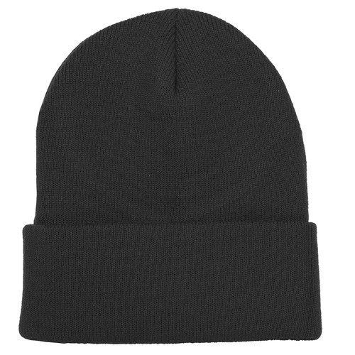 Men Women Warm Knit Cuffed Plain Beanie Hat Skull Cap. 2040A-1PC-Black