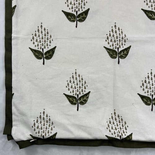 JSH 100% Cotton Ivory Green Botanical Pillow Cover 21”x21” Green Trim Zip Close - Picture 11 of 17