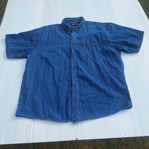 Lot Of 2 Faded Glory Denim Button Up Shirt Mens Size 2XLT 90s Y2K Vtg Bikercore - Picture 13 of 16