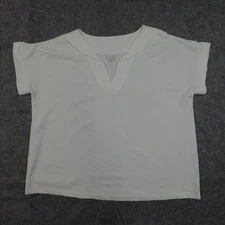 J. Jill Top Womens Extra Large Boxy Knit Sweater V-Neck Short Sleeve Pullover