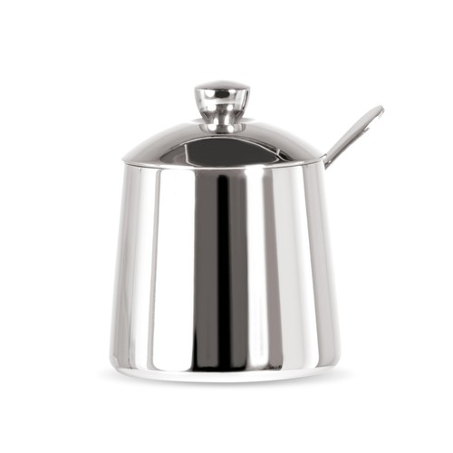 USA 18/10 Stainless Steel Sugar Bowl with Lid & Spoon Set - Silver Metal Suga...