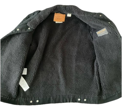 Levi's Men's Trucker Jacket, Sherpa Lined Cotton Black Denim Button Up Coat LG - Picture 8 of 13