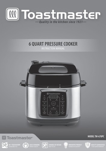 Toastmaster 6 Qt Pressure Cooker Digital Multi-Function LED Stainless Pot | NIB - Picture 7 of 7