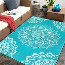 Waterproof Outdoor Rug 5x8 ft, Reversible Plastic Straw Rug for Patio Clearan...