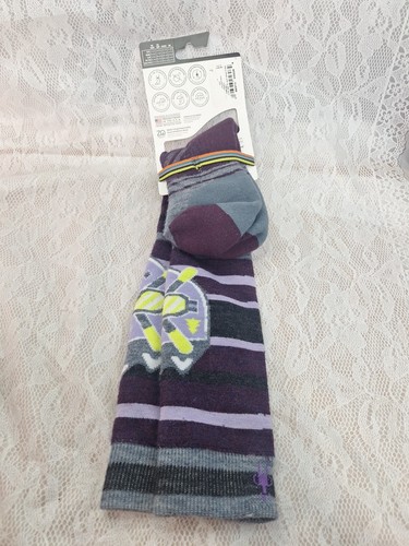New Smartwool Ski L Merino Wool Socks Sz 9-11.5 Purple Striped Unisex Cushion - Picture 4 of 7