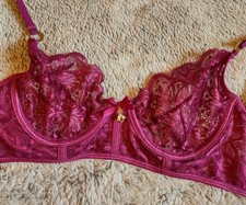 Dreamgirl Lingerie Lace Underwire Bralette Maroon Purple Pink Bow Charm Sample S