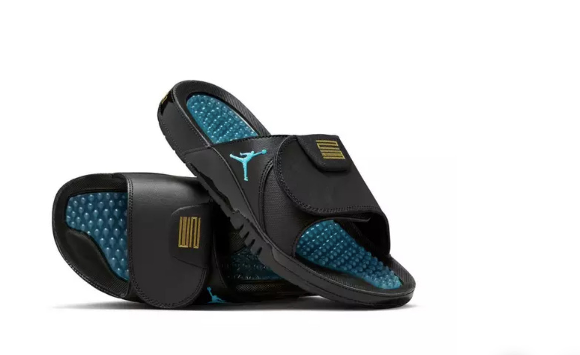NIB Jordan Hydro XI "Black&sol;Gamma Blue&sol;V&period; Maize" Men&apos;s Slide&comma; Sandal