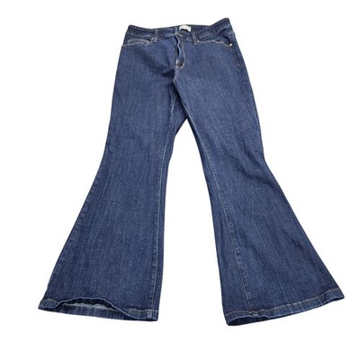 Ava & Viv Jeans Womens 16W Blue Dark Wash High Rise Flare Leg Denim Pants Plus
