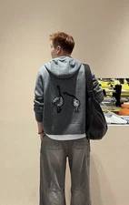 Thom Browne Womens Autumn Winter New Wool Casual Zipper Hood Knitted Cardigan