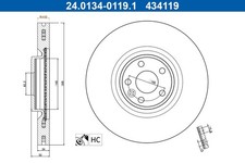2x Bremsscheibe ATE 24.0134-0119.1 für LANDROVER DISCOVERY SPORT L550 VAN RANGE