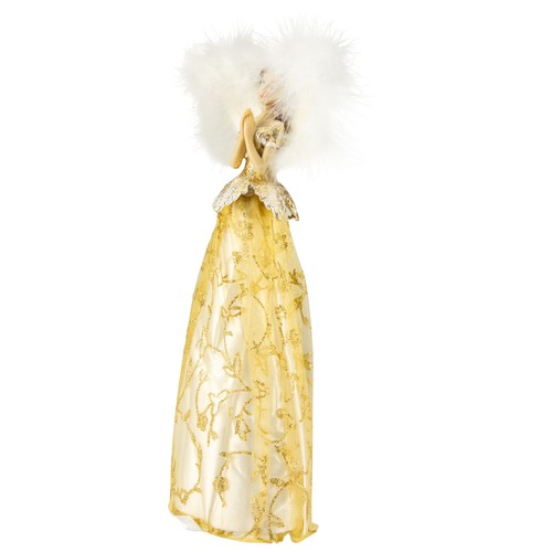 Northlight 10" Angel Tree Topper in Ivory Dress with Sheer Golden Overlay - Picture 4 of 5