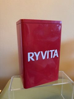 Ryvita Red Metal Food Advertising Storage Tin Box with Lid Original