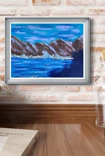 Original Art "Running River" 9x12 Canvas Expressionism Abstract Design Home Art