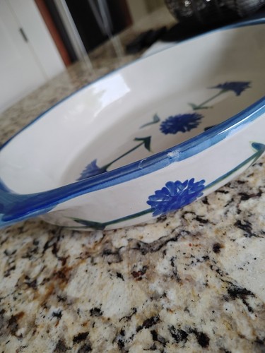 Louisville Stoneware Cornflower Bachelor Button Oval Baker Casserole Baking Dish - Picture 7 of 9