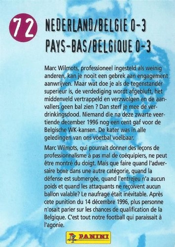 1998 Panini World Cup France '98 Belgian National Team Set Commons (71-80) - Picture 4 of 40