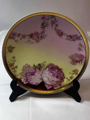 Theodore Haviland Limoge Teller handbemalt Rose signiert Berton Goldrand 85/8 Zoll - Bild 12 von 13