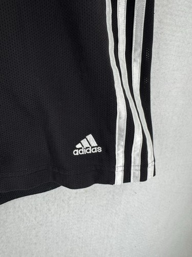 Adidas schwarze Fußball Shorts Silky Dazzle weiße Streifen Herren XL altes Logo selten - Bild 2 von 12