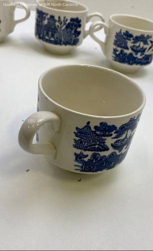 5er Set Churchill Blue Willow stapelbare Kaffeetassen - Bild 5 von 12