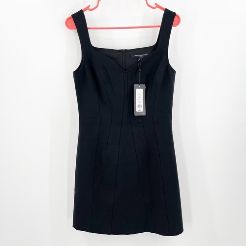 French Connection Kleid Größe 6 Whisper Ruth Mini Blackout schwarz Herzausschnitt neu mit Etikett