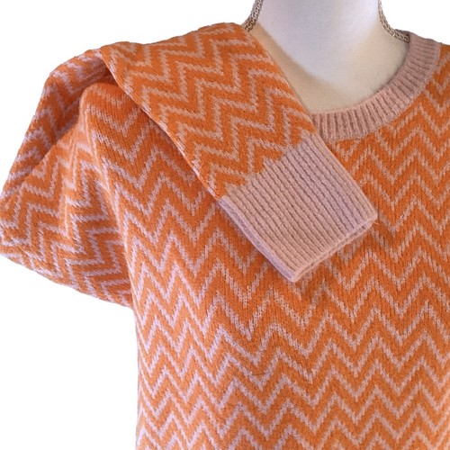 Suéter NORDSTROM Atlántico-Pacífico X Halógeno Suave Zigzag Rosa/Naranja Grande Nuevo con Etiquetas - Imagen 9 de 10
