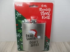 Dear Santa, Don't Judge Stainless Steel 8oz Flask ICUP Fun Christmas Gift 