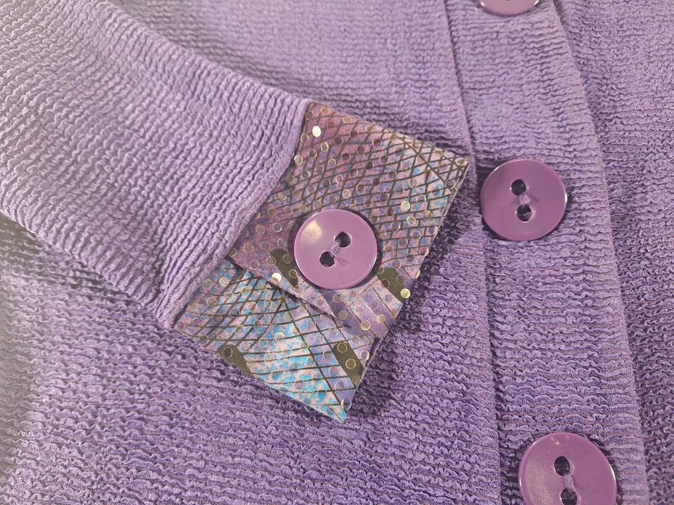 Picadilly Fashions Women's Size Small Purple Jacket w Neck Wrist Embelliishments - Image 2 of 4