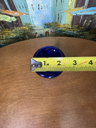 VINTAGE KOBALTBLAUES MUNDGEBLASENES GLAS TRICHTERSTIL TINTENFASS MIT RAUEM PONTIL - Bild 4 von 7