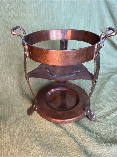 Antique Bazar Francais Copper Warming Pot And Stand Francais NYC New York 666 - Picture 11 of 23
