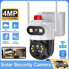 Solar Powered Security Camera Wireless Outdoor Pan Tilt 2 Way Talk Surveillance