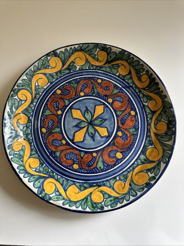 VTG Talavera Pottery Wall Plate 11.25” Mexico Floral Vines Boho Southwest - Picture 12 of 15