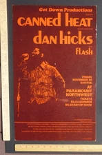 Canned Heat Dan Hicks Concert Poster Paramount Northwest Seattle Washington 1973