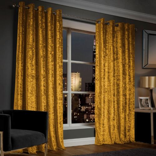 Ring Top Thick Velvet Blackout Curtains Pair With Eyelet Ready Made Fully Lined - Picture 34 of 48