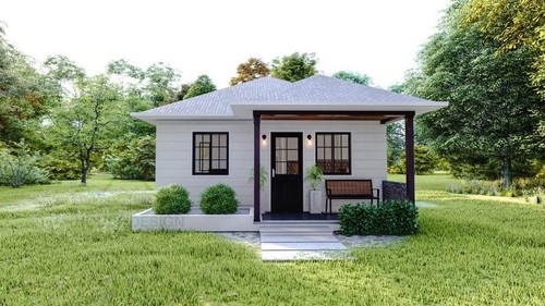 MODERN HOUSE PLAN 2 BED ROOM AutoCAD FILE 3D IMAGE SMALL HOUSE PLAN CABANA TYPE - Bild 4 von 10