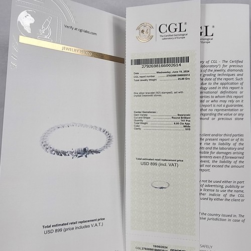 Herren 925 Silber und Kristall Kubanisches Gliederarmband 8,5 mmx7 Zoll mit CGL-Bericht - Bild 8 von 12