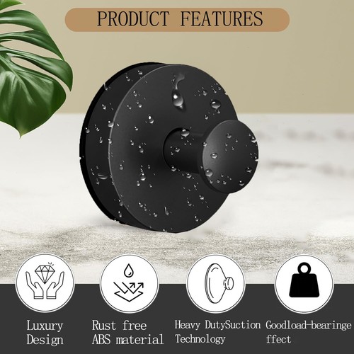 Luxe No-Drill Hooks, 2024 Upgraded Suction Cup Hooks, Stainless Steel Waterproof - Picture 4 of 6