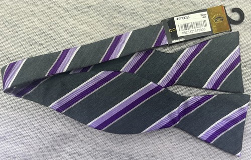 NEW NWT Countess Mara Adjustable Silk Blend Bow Tie Bowtie Designer Sea Gray - Picture 2 of 6
