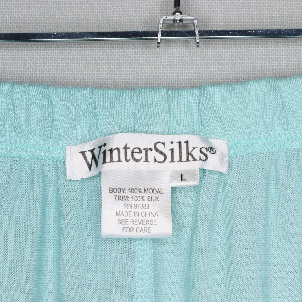 Pantalones de pijama WinterSilks para mujer talla grande verde menta salón suaves ligeros Foto 3 de 4