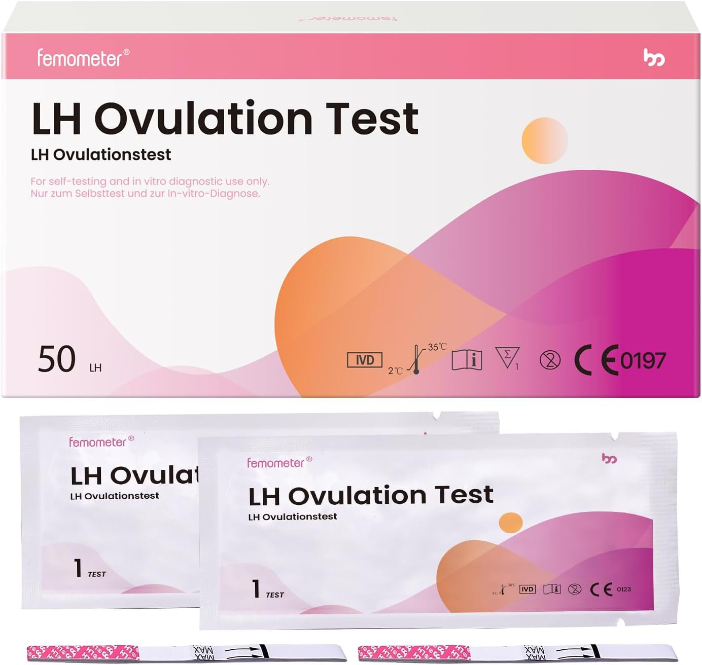 Femometer 50 Ovulationstests 25 MiuMl, Sensitive Fruchtbarkeits-Vorhersage Test