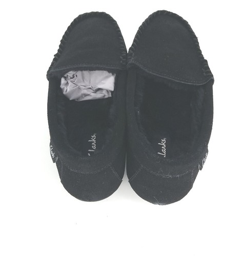 5682 Clarks Womens Suede Venetian Moccasin Slippers Black Size 8M US - Picture 9 of 9